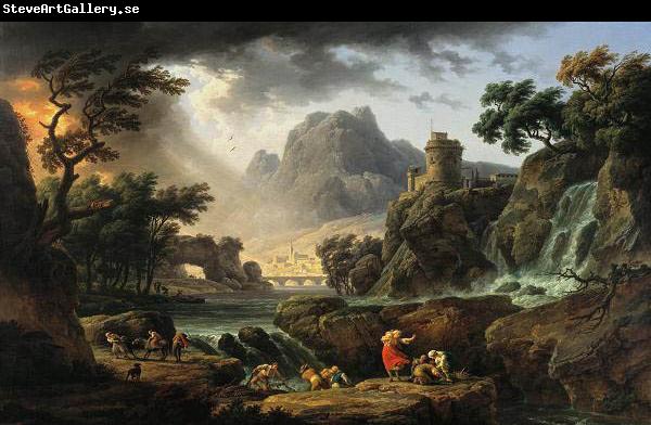 Claude-joseph Vernet Mountain Landscape with Approaching Storm